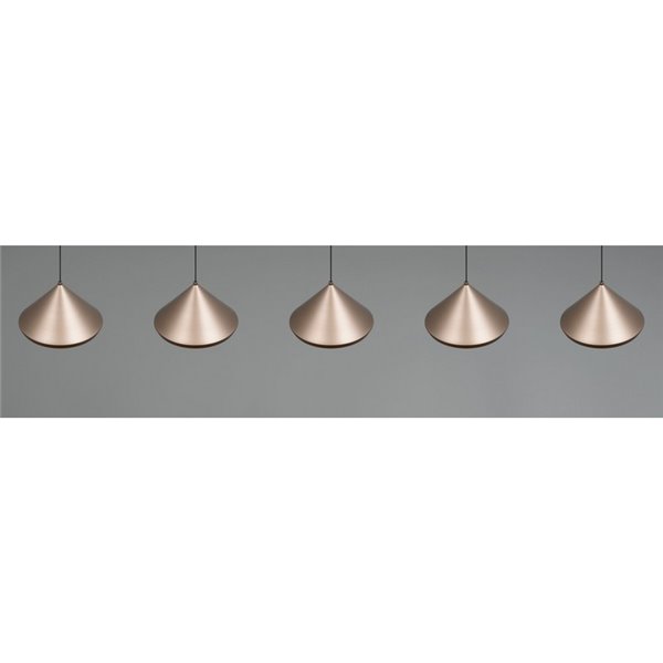 Lámpara de techo 5 luces LED LAGUNA, altura regulable, 25W 2500lm, 2300+3000+4000K IP20 Cobre