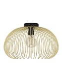 Lámpara de techo elegante con pantalla de alambre dorado y base redonda negra VENEZUELA, E27 (no incl.)