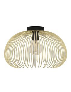 Lámpara de techo elegante con pantalla de alambre dorado y base redonda negra VENEZUELA, E27 (no incl.)