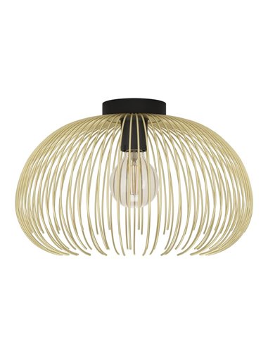 Lámpara de techo elegante con pantalla de alambre dorado y base redonda negra VENEZUELA, E27 (no incl.)
