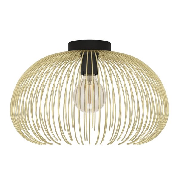 Lámpara de techo elegante con pantalla de alambre dorado y base redonda negra VENEZUELA, E27 (no incl.)