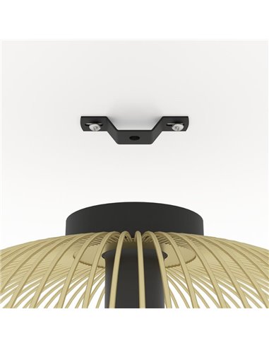 Lámpara de techo elegante con pantalla de alambre dorado y base redonda negra VENEZUELA, E27 (no incl.)