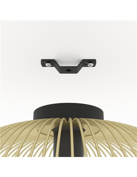 Luminária de teto elegante com cúpula de fio dourado e base redonda preta VENEZUELA, E27 (não incl.)