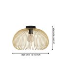 Lámpara de techo elegante con pantalla de alambre dorado y base redonda negra VENEZUELA, E27 (no incl.)