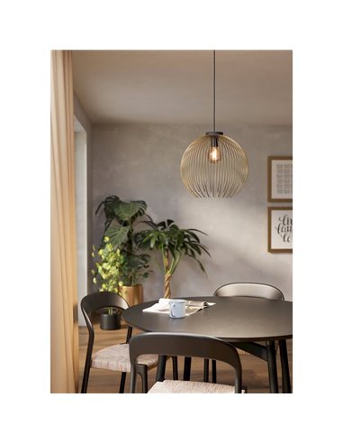 Lampe à suspension ronde avec fil doré VENEZUELA, E27 (non incl.)