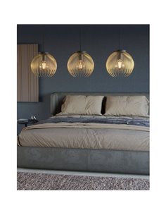 Luminária pendente com 3 cúpulas redondas em fio dourado VENEZUELA, 3xE27 (não incl.) 2
