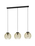 Lampe à suspension avec 3 abat-jour ronds en fil d'or VENEZUELA, 3xE27 (non incl.)