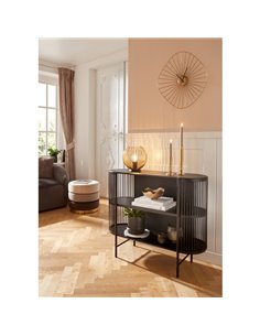 Lampe de table ronde avec abat-jour en fil doré VENEZUELA et base noire, E27 (non incluse) 2