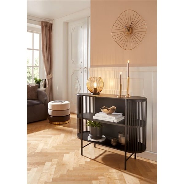 Lámpara de sobremesa redonda con pantalla de alambre dorado VENEZUELA y base negra, E27 (no incl.)