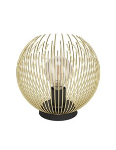 Luminária de mesa redonda com cúpula de fio dourado VENEZUELA e base preta, E27 (não incluso)