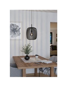 Lámpara colgante de tiras planas de metal negro ROMAZZINA, redonda, E27 (no incl.) 2