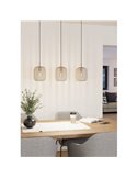 Lampe à suspension avec 3 abat-jour en bandes métalliques sable ROMAZZINA, 3xE27 (non incl.)