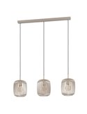 Luminária pendente com 3 cúpulas em tiras de metal cor areia ROMAZZINA, 3xE27 (não incl.)