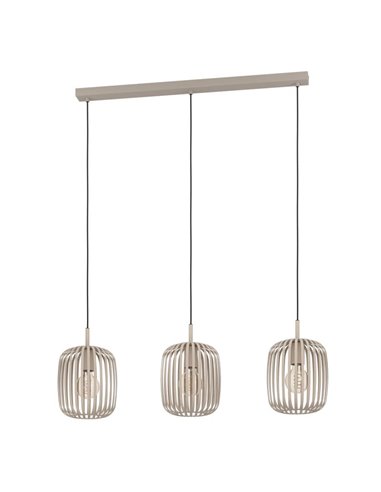Luminária pendente com 3 cúpulas em tiras de metal cor areia ROMAZZINA, 3xE27 (não incl.)