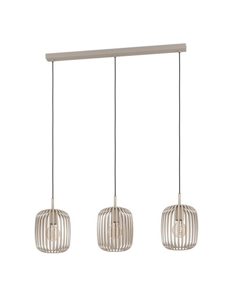 Luminária pendente com 3 cúpulas em tiras de metal cor areia ROMAZZINA, 3xE27 (não incl.)