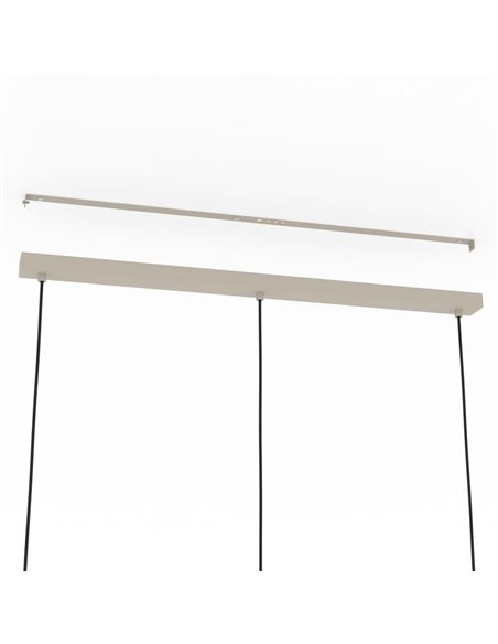 Lampe à suspension avec 3 abat-jour en bandes métalliques sable ROMAZZINA, 3xE27 (non incl.)