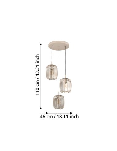 Lampe à suspension avec base ronde et 3 lumières de hauteurs différentes ROMAZZINA arena, 3xE27 (non incl.)