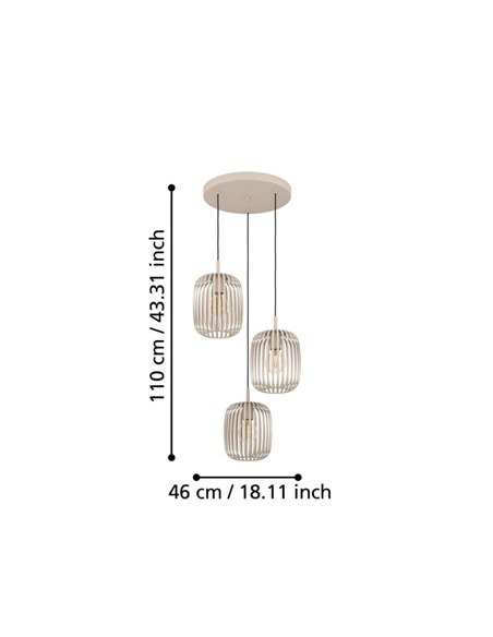 Lampe à suspension avec base ronde et 3 lumières de hauteurs différentes ROMAZZINA arena, 3xE27 (non incl.)