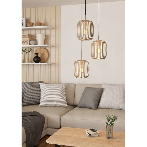 Luminária pendente com base redonda e 3 luzes de diferentes alturas ROMAZZINA arena, 3xE27 (não incl.)