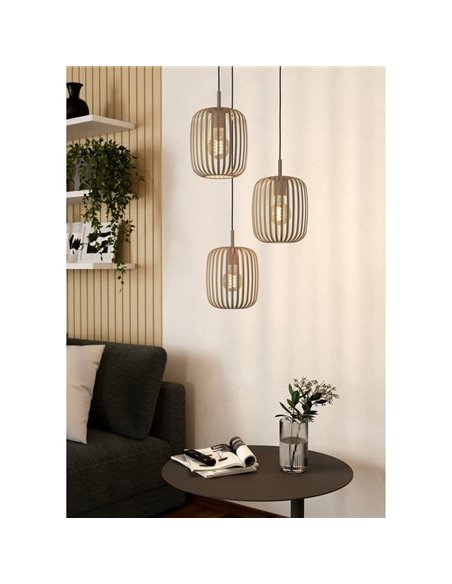 Luminária pendente com base redonda e 3 luzes de diferentes alturas ROMAZZINA arena, 3xE27 (não incl.)