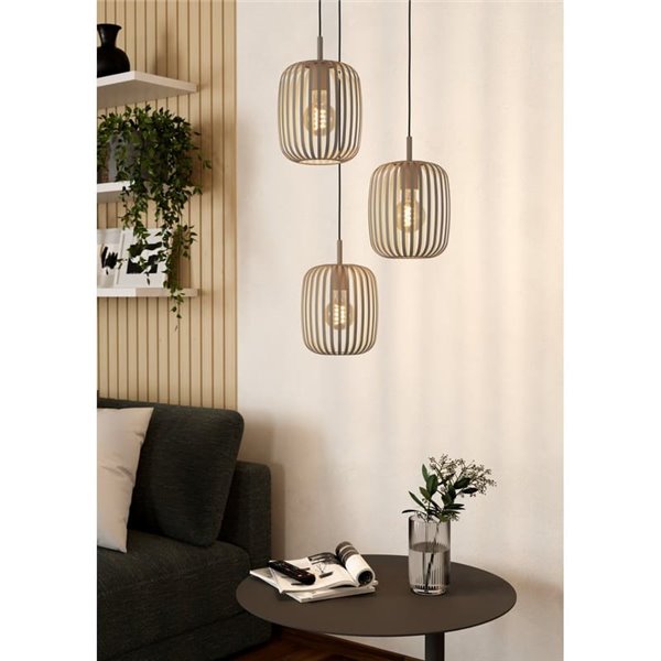 Luminária pendente com base redonda e 3 luzes de diferentes alturas ROMAZZINA arena, 3xE27 (não incl.)