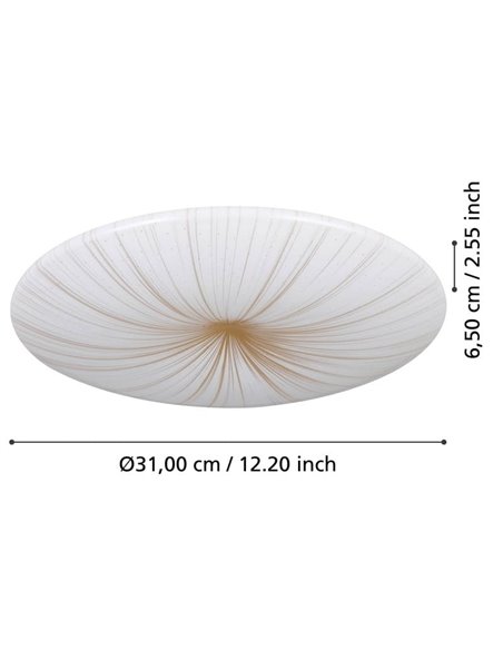 Luminária de teto ou parede LED redonda, branca/dourada, NIEVES 1, 3000K, 19,5W, 2300Lm, Ø 41cm