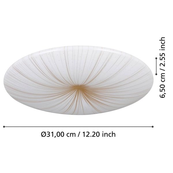 Plafonnier ou applique LED rond, blanc/doré, NIEVES 1, 3000K, 19,5W, 2300Lm, Ø 41cm