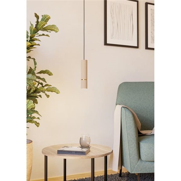 Lámpara colgante con estilo 1 luz CAMINIA, arena y latón cepillado, GU10 incl. 4,7W 3000K