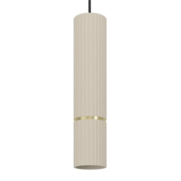 Lámpara colgante con estilo 1 luz CAMINIA, arena y latón cepillado, GU10 incl. 4,7W 3000K