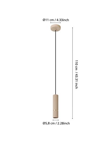 Lámpara colgante con estilo 1 luz CAMINIA, arena y latón cepillado, GU10 incl. 4,7W 3000K