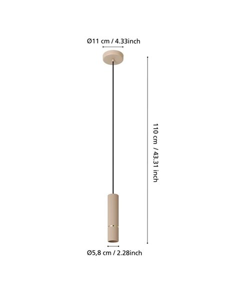 Lámpara colgante con estilo 1 luz CAMINIA, arena y latón cepillado, GU10 incl. 4,7W 3000K