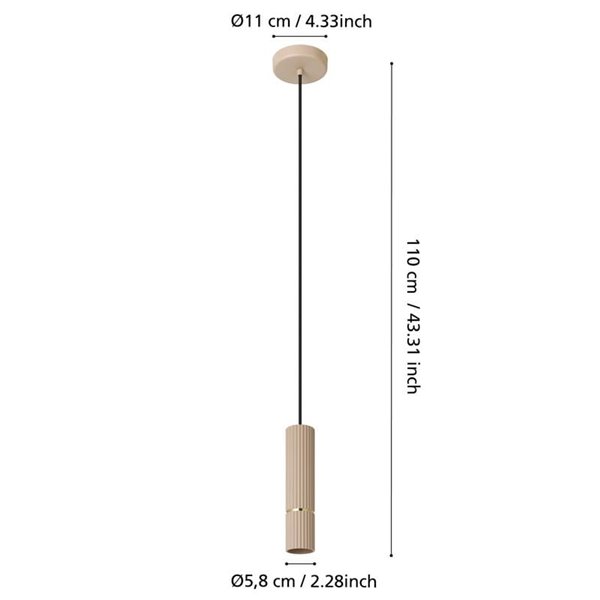 Lámpara colgante con estilo 1 luz CAMINIA, arena y latón cepillado, GU10 incl. 4,7W 3000K