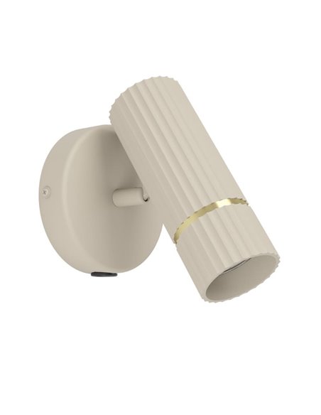 Aplique de pared con foco orientable CAMINIA, arena y latón cepillado, GU10 incl. 4,7W 3000K