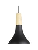 Lámpara de techo colgante negra con detalle madera SABINAR, Ø180mmE27 (no incl.)