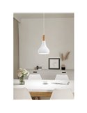 Suspension SABINAR blanche/bois Ø180mm, E27 (non incl.)