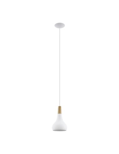 Suspension SABINAR blanche/bois Ø180mm, E27 (non incl.)