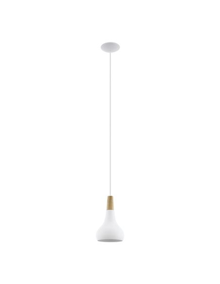 Lámpara de techo colgante blanco/madera Ø180mm SABINAR, E27 (no incl.)