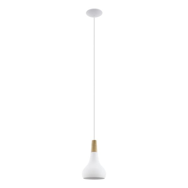 Lámpara de techo colgante blanco/madera Ø180mm SABINAR, E27 (no incl.)