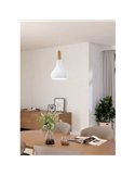 Lámpara de techo colgante blanco/madera Ø180mm SABINAR, E27 (no incl.)