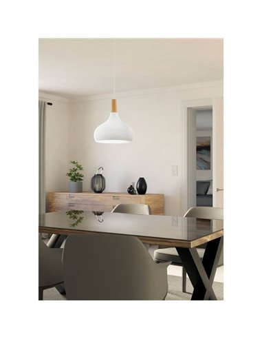 Lámpara de techo colgante blanco/madera Ø280mm SABINAR, E27 (no incl.)