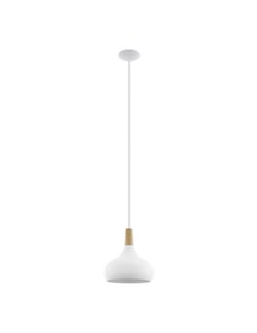 Suspension SABINAR blanche/bois Ø280mm, E27 (non incl.)