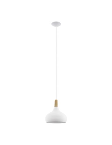 Lámpara de techo colgante blanco/madera Ø280mm SABINAR, E27 (no incl.)
