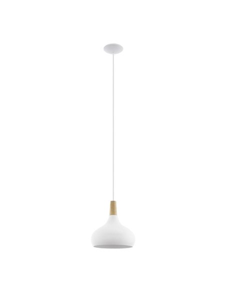 Lámpara de techo colgante blanco/madera Ø280mm SABINAR, E27 (no incl.)