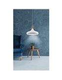 Suspension SABINAR blanche/bois Ø400mm, E27 (non incl.)