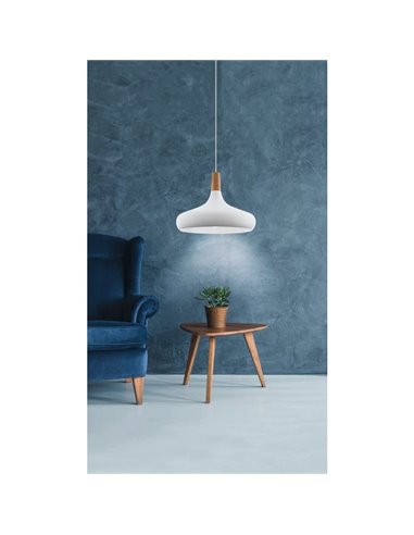 Lámpara de techo colgante blanco/madera Ø400mm SABINAR, E27 (no incl.)
