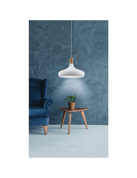 Suspension SABINAR blanche/bois Ø400mm, E27 (non incl.)