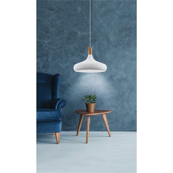 Lámpara de techo colgante blanco/madera Ø400mm SABINAR, E27 (no incl.)