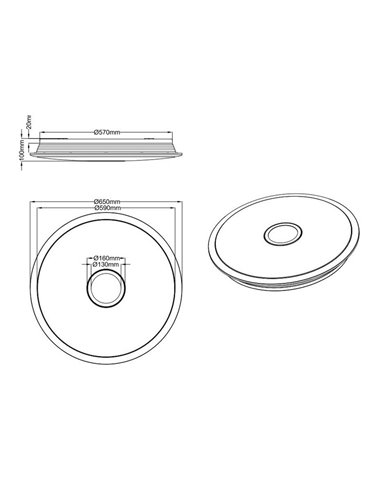 Plafonnier LED rond Osaka 100W Ø67Cm Chrome