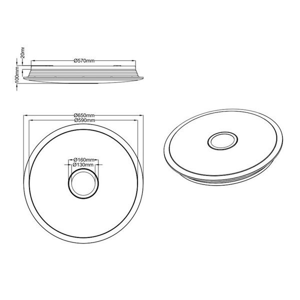 Plafonnier LED rond Osaka 100W Ø67Cm Chrome