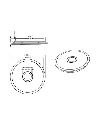 Plafonnier LED rond Osaka 30W Avec commande Trio